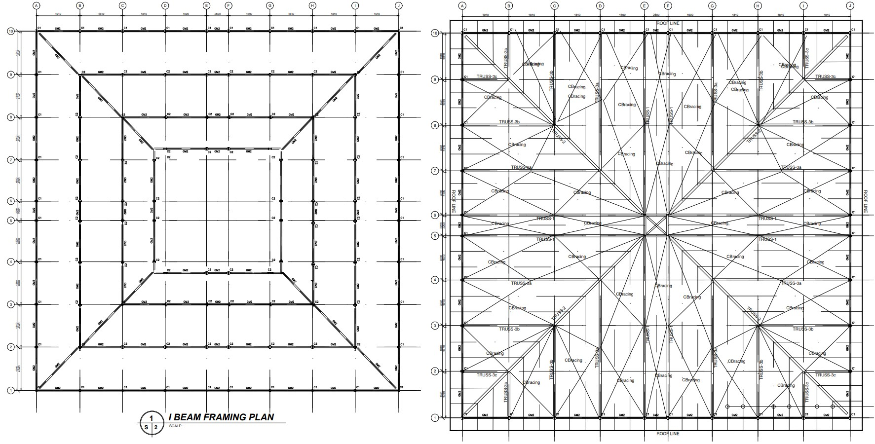 I-beam framing plan and roof truss layout, Tarlac cockpit arena