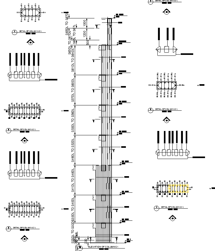 Column vertical reinforcement schedule, 5-storey Makati office building