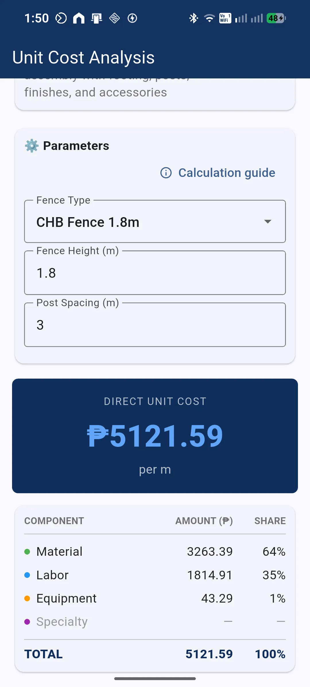 Unit Cost Analysis screenshot 4