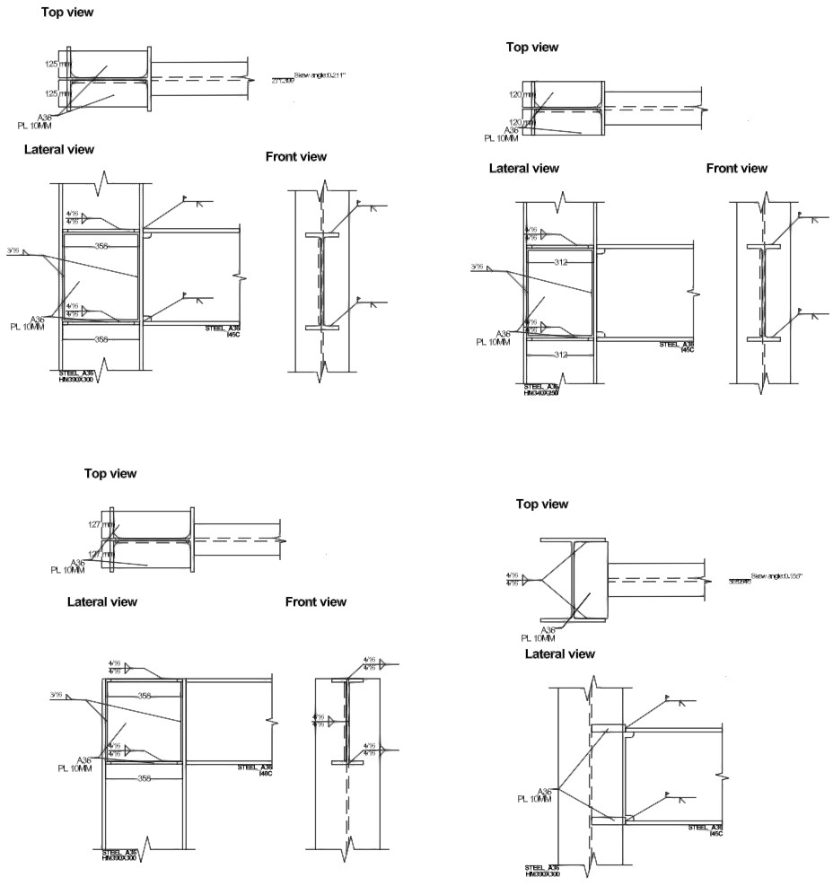 Welded beam-to-column moment connection details, Coca-Cola factory structural drawings
