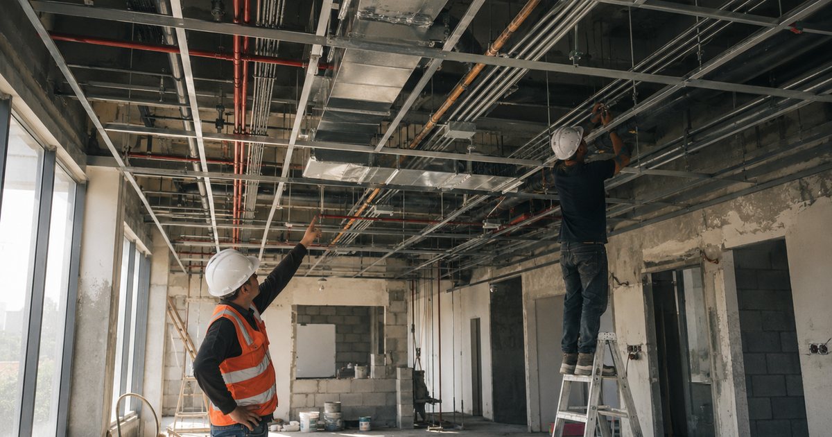 Ceiling services installed above a suspended ceiling