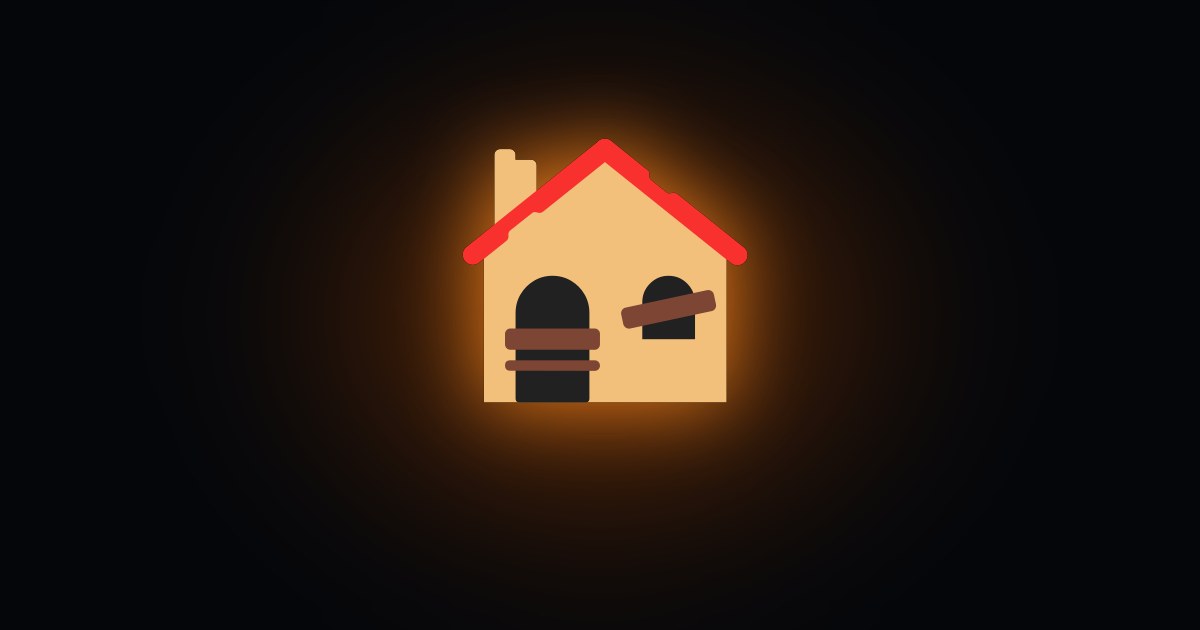 Derelict house icon representing building demolition