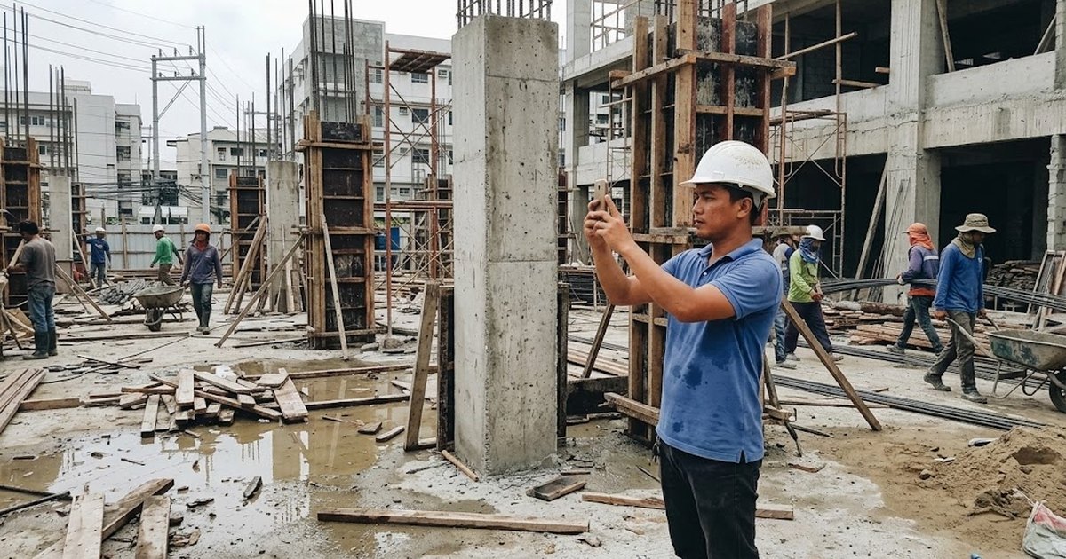 Concrete being poured on a construction site