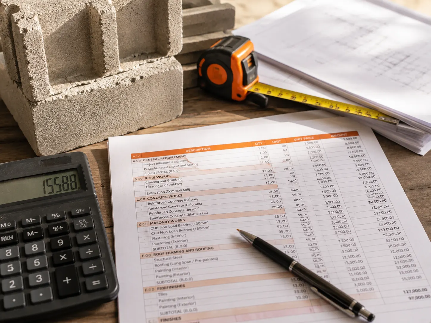 Construction cost estimate tools