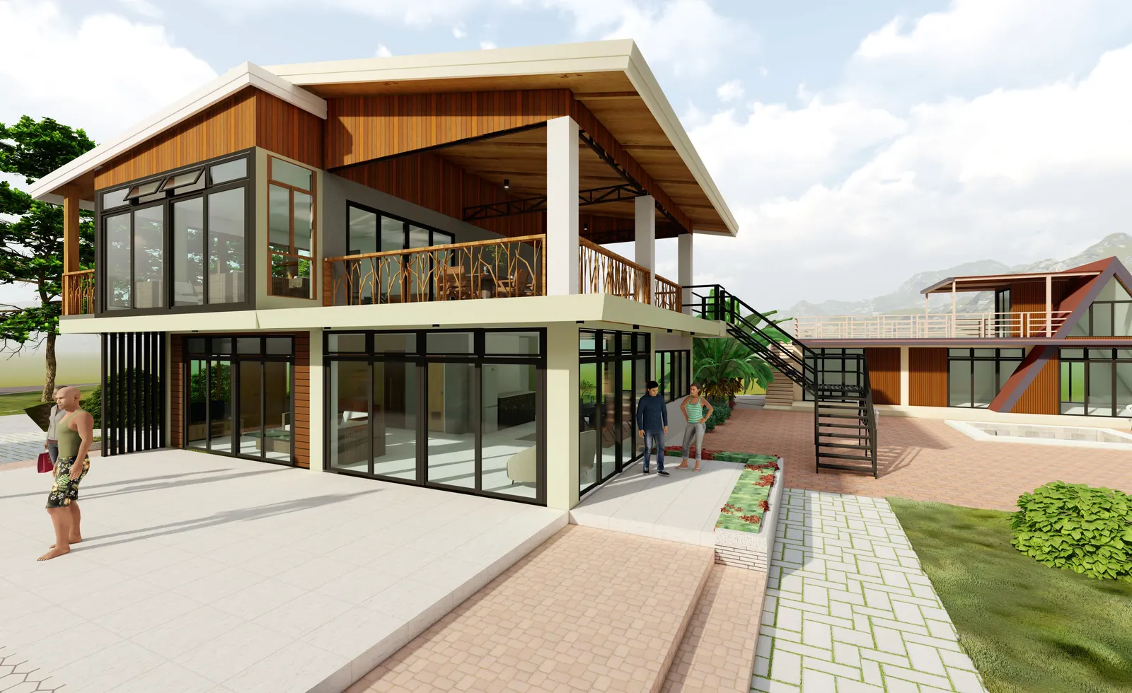 Hillside two-storey home with pool, AEDO design
