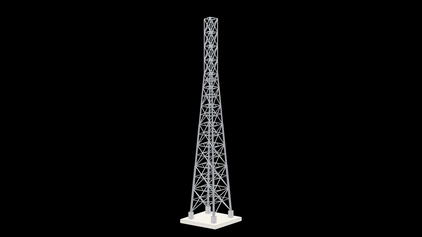 3D structural model of a 42 m lattice telecom tower, AEDO structural analysis